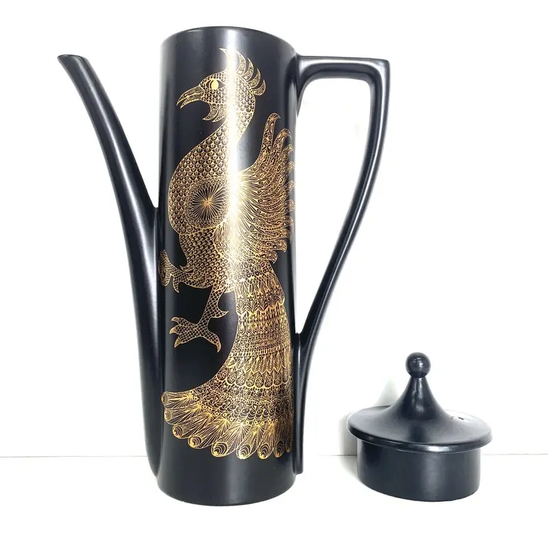 Portmeirion Phoenix Six Piece Coffee Set in Black and Gold 2