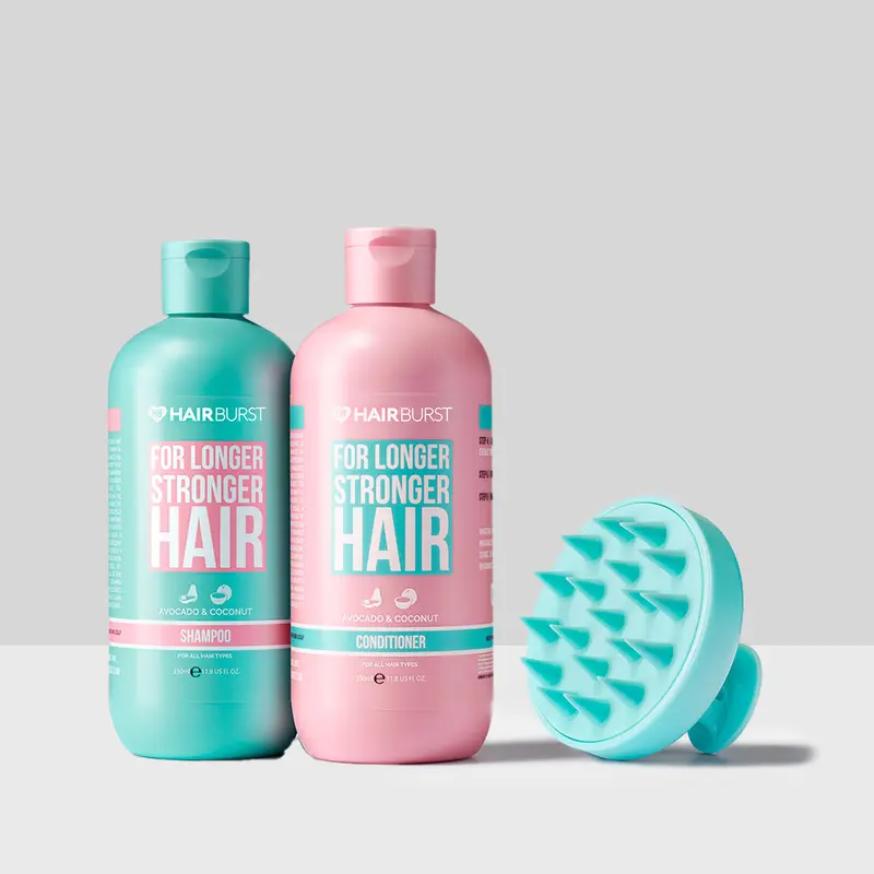 Hairburst - Hair Wash Essentials Bundle | Shampoo, Conditioner & Scalp Massage Brush | Deep Cleanse, Hydrate & Strengthen | Vegan and Cruelty Free 0