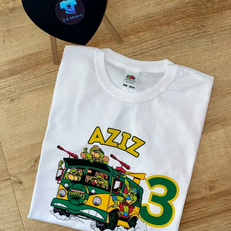 Personalised Ninja Turtles Birthday T-shirt, Ninja Turtles Birthday T-shirt, Ninja Turtles gifts, Birthday T-shirt, Turtles Cotton Top Tshirt Mutant 3