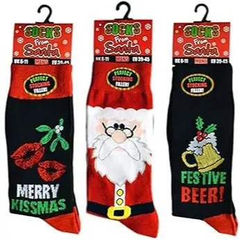 Mens Festive Christmas Socks - 6 Pairs of Novelty Xmas Socks - Ideal Stocking Filler - Santa, Menswear 3