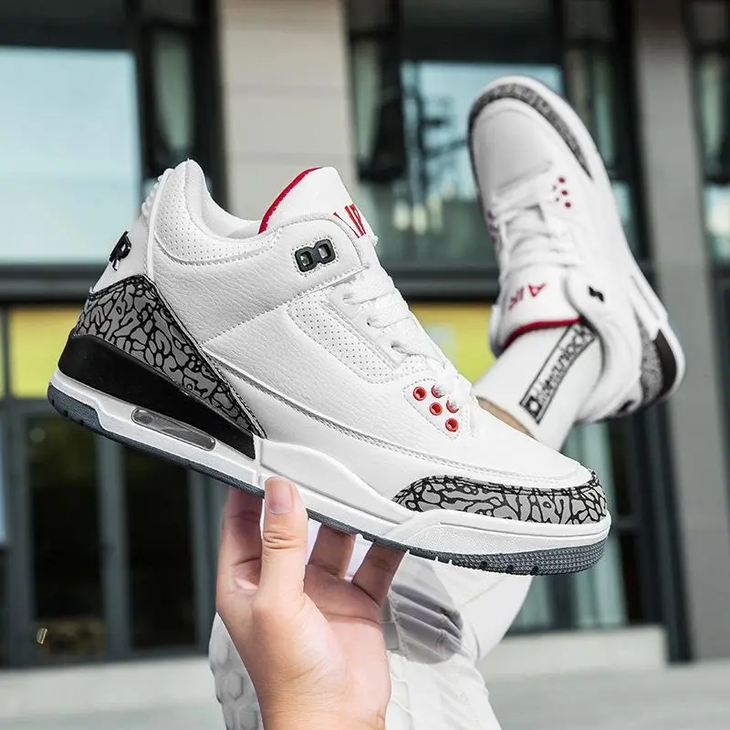 Men's shoes white cement basketball shoes high-top women's shoes