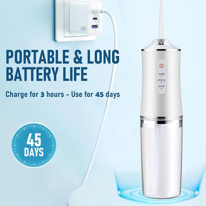 Electric Water Flosser Cordless for Teeth 3 Modes 4 Jet Tips Cleaning and Flossing Water Dental Portable Floss Irrigator Oral Water Flossed Rechargeable Tonsil Stone Travel Adults 3