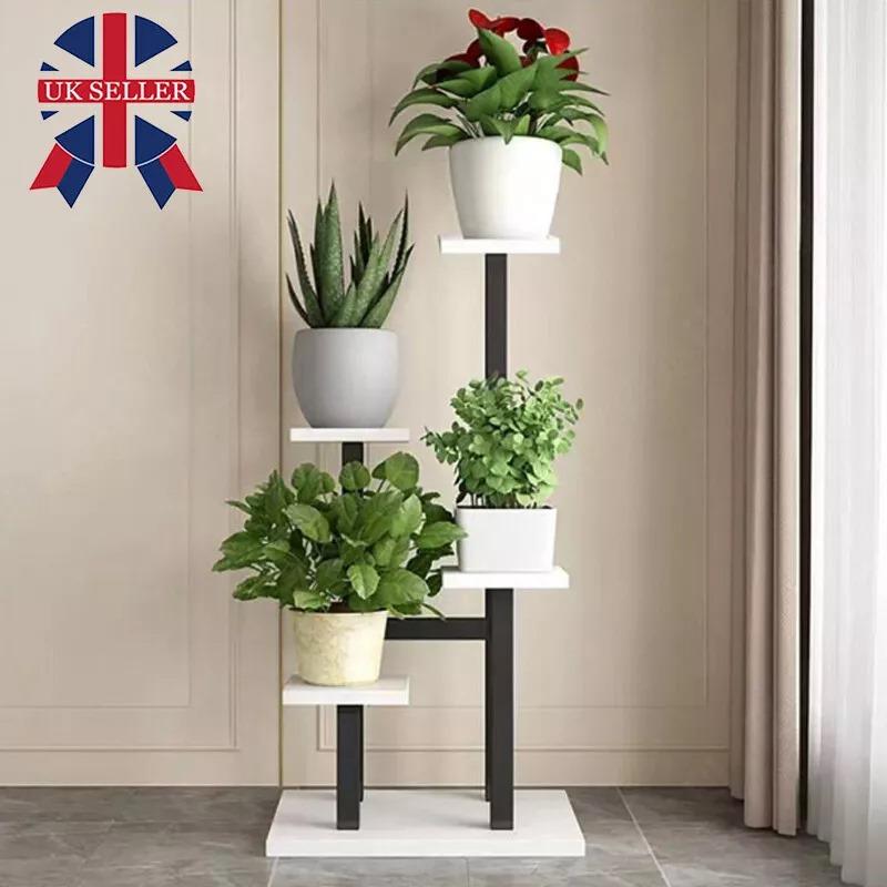 4Tier Metal Plant Stand Indoor Outdoor Garden Flower Pot Shelf Display Rack UK Organiser 3