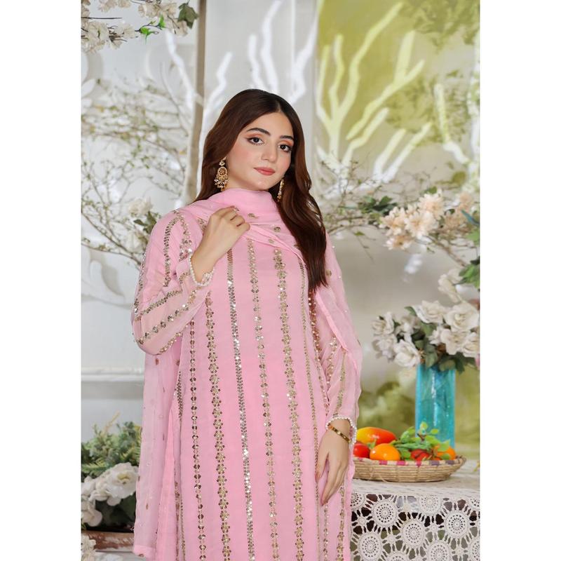 HK260 Zilla - Pink Readymade Chiffon Suit 2
