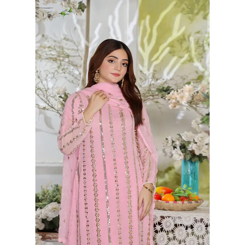 HK260 Zilla - Pink Readymade Chiffon Suit 2