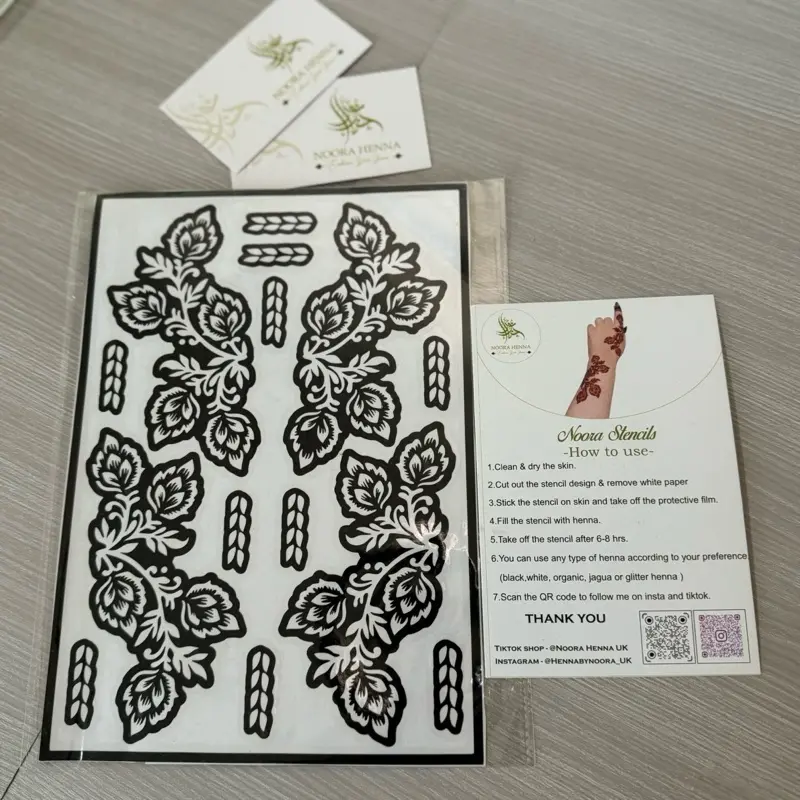 Henna stencil (both hands & fingers) easy to apply tattoo stencil sticker brown