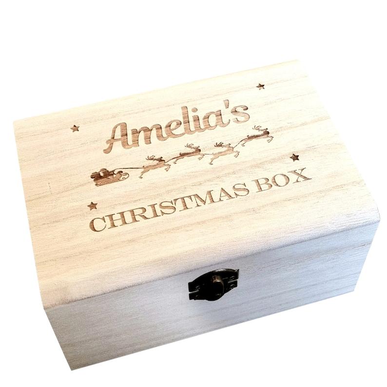 Personalised Engraved Wooden Christmas Gift Box Gift for Kids or Adults |18 cm Empty box Traditional Xmas Gift jewellery 5