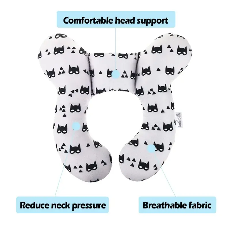 Plush Gray Fox Youngsters Travel Pillow - Soft, Lightweight Polyester Neck & Head Support Cushion with Star Pattern for Car Seats & Pushchairs, Machine Washable 3