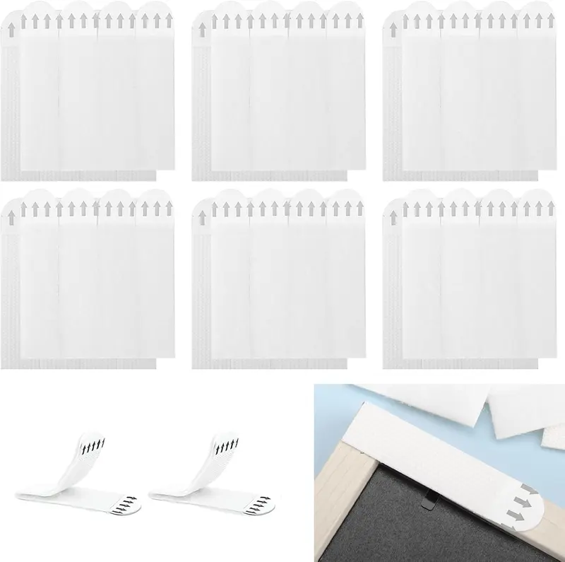 24 Pairs(48 Strips) Picture Hanging Strips, 92*19 MM Heavy Duty Adhesive Strip, Removable Wall Hanging Strips Heavy Duty Damage Free No Marks for Photo Frame Stickers Posters Mirrors Hanging 0