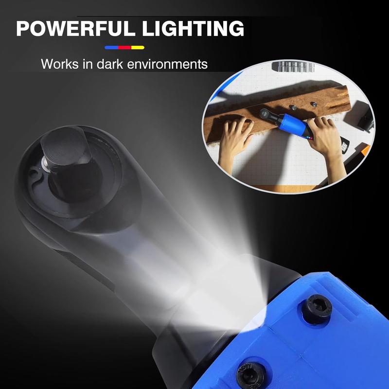 Cordless Ratchet Wrench 3/8" Head with 2Pcs 1500mAh Rechargeable Batteries, 40Nm Torque 230RPM Powerful Lightweight Electric Ratchet Wrench Set with 7 Sockets and Storage Bag 5