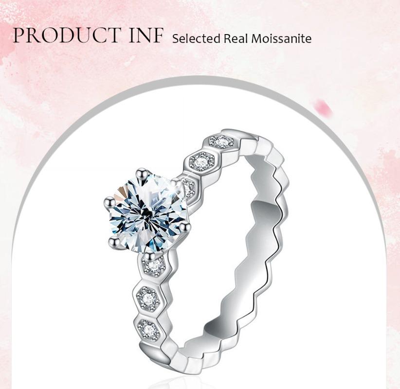 Elegant 925 Sterling Silver Moissanite Ring4