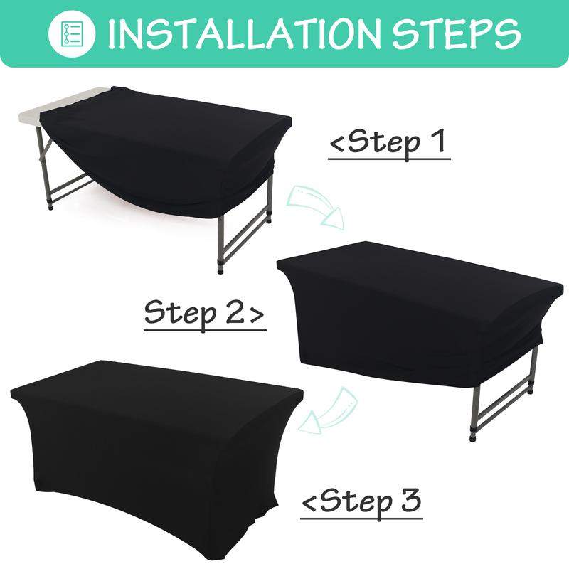 Rainberg 6ft & 4ft Stretchable Tablecloths for Rectangle Tables, Table Cover, Fitted Spandex Rectangular Folding Table Cover, For Wedding, Party, Home decorations 4