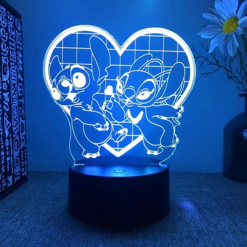 【2025】Stitch - 3D LED Light Children LED Night Light USB LED Table Lamp for Bedroom Decoration Chirstmas Gift - 29 Different Designs - With & Without Remote - Emitting 7 & 16 Different Colours 7