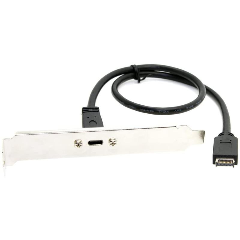 USB 3.1 Type-C Female Panel Mount to USB Type E 20 Pin 10Gbps 0.5m 4
