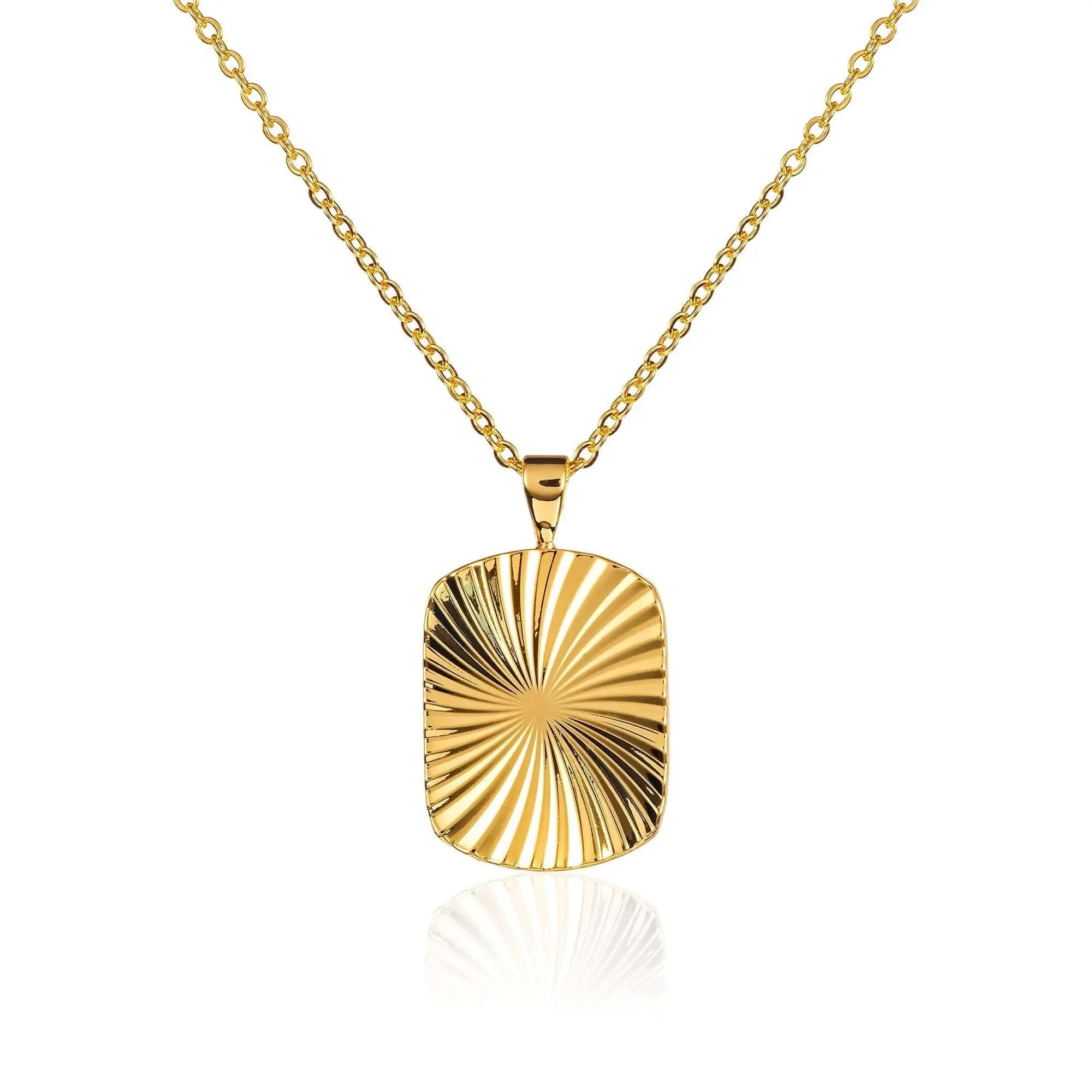 Gold Plated Diamond Cut Medallion Pendant Necklace for Women