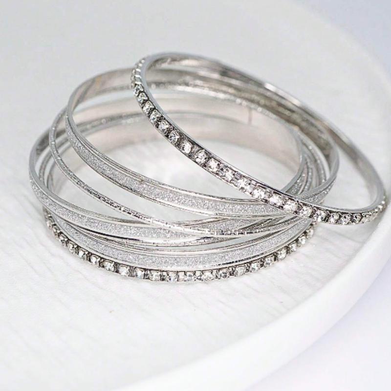 Fashion Starry Sky Theme Bracelet for Women, Silver, Party and Daily Wear Jewelry with Rhinestone Patch in Sandblasted Finish Made of Alloy Material 8