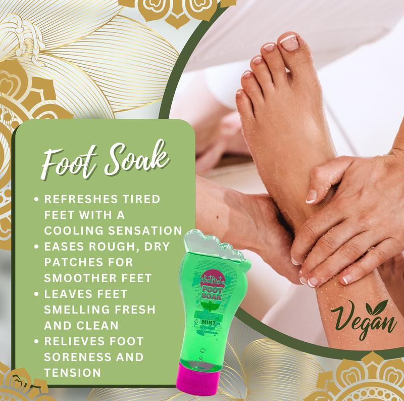 The Foot Factory Hydrating Soothing Soak Foot Scrub Nourishing Lotion Mint Set for Softer Moisturized Nails and Smoother Silky Feet - Moisturiser and Exfoliator Exfoliant Foot Scrub Moisture Moisturizing Hydrate 1