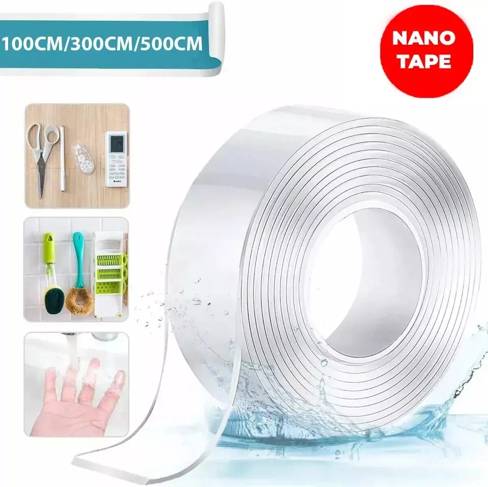 Nano Strong Clear Double Sided Grip Tape Traceless Removable Washable Adhesive matte  tape