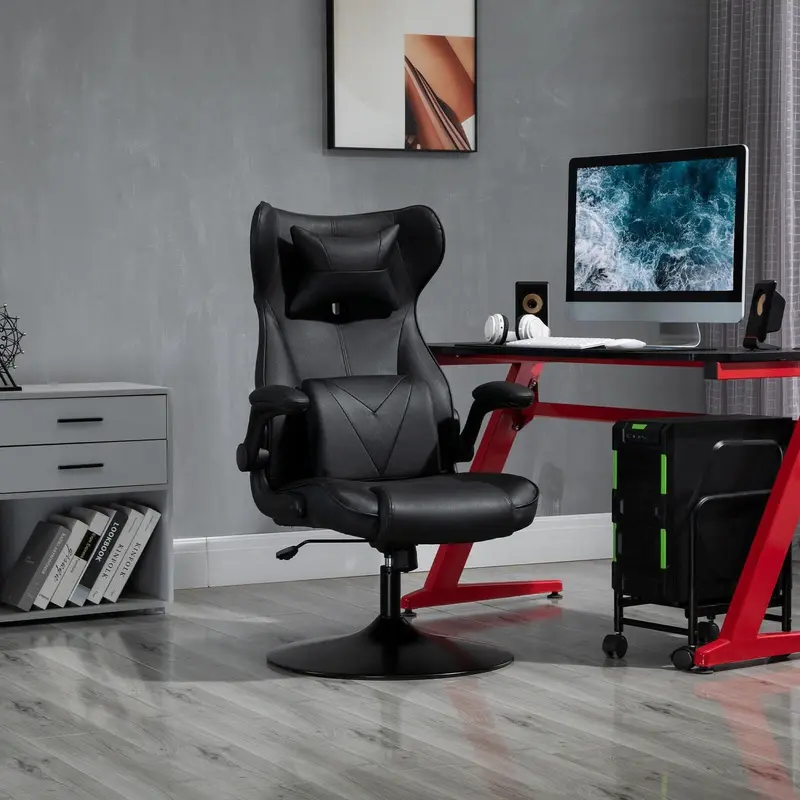 Black Ergonomic Leather Gaming Chair With Fixed Base - Take Your Gaming To The Next Level 3