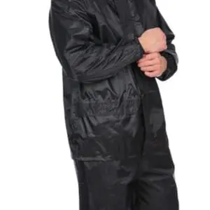 High Stretch Thickened Split Raincoat Set for Adults Regular Size - Windproof Waterproof Raincoat with Zipper, Black 2