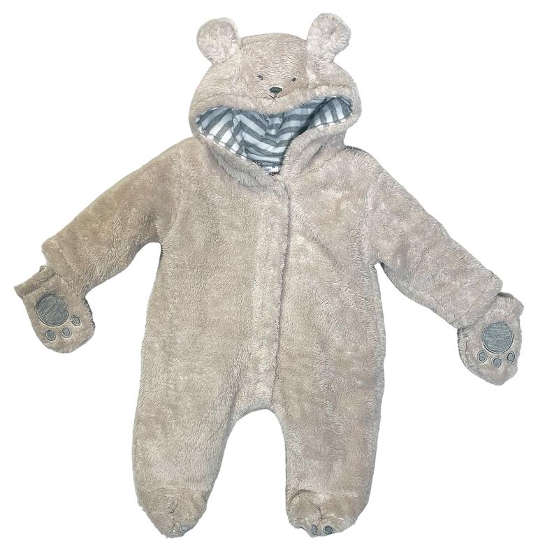 Little Star Furry Teddy Snowsuit Warm Pramsuit with Ears 0