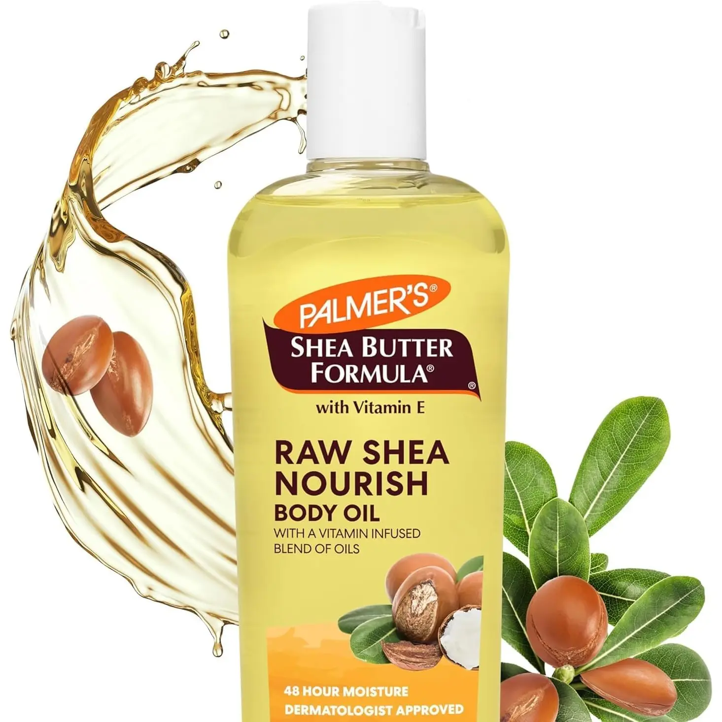 Palmer Shea Butter Formula Raw Shea Nourish Body Oil with Vitamin E, 250ml - Deep Moisturizing & Hydrating Body Oil for Dry Skin, Bath, Shower & Massage.