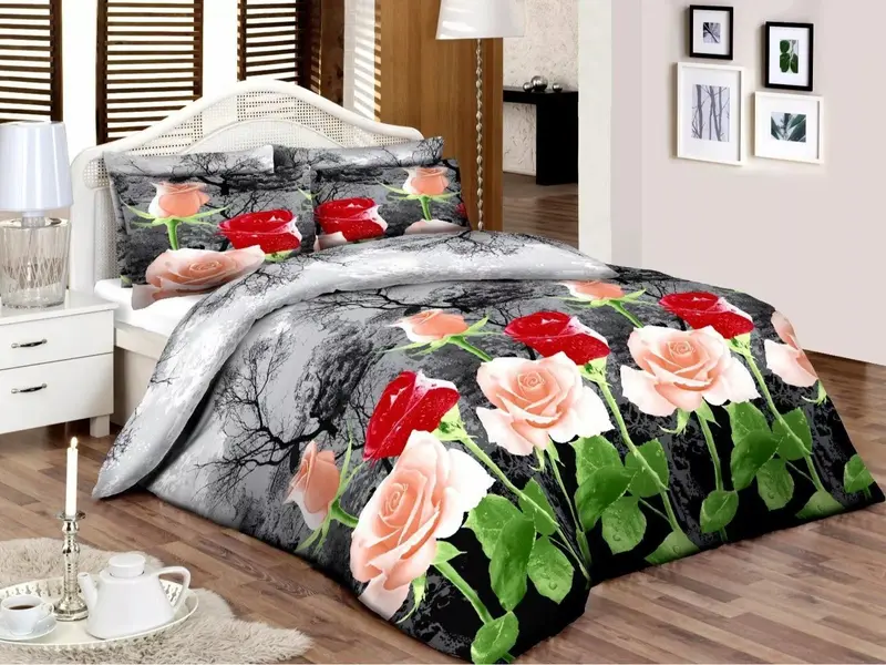 Mastex Gypsy Bedding Set - Premium Egyptian Cotton Floral Duvet Quilt Cover Set, Single/Double/King Sizes 3