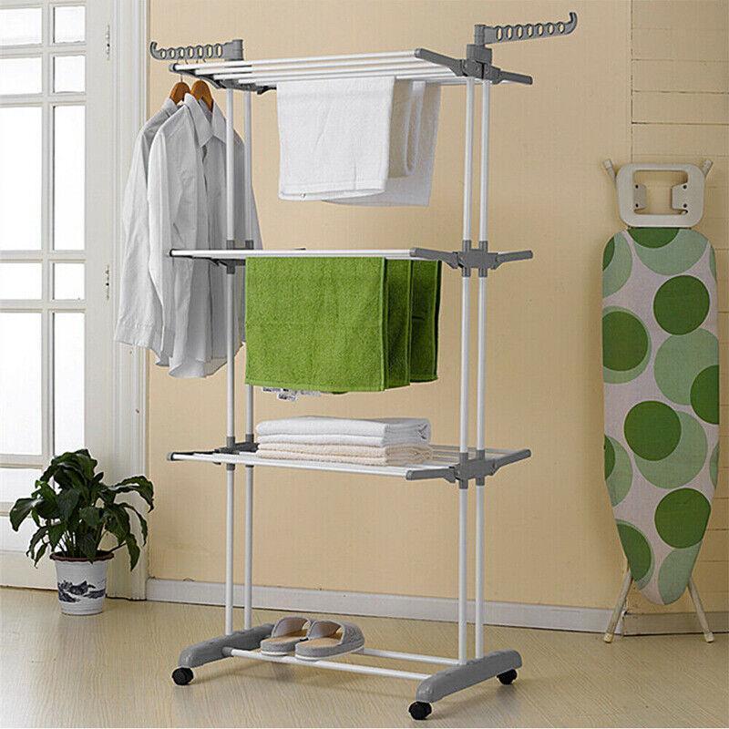4 Tier Foldable Laundry Dryer Rack Extra Large Bedroom Outdoor Clothes Airer Accessories Hanger Hangable 4
