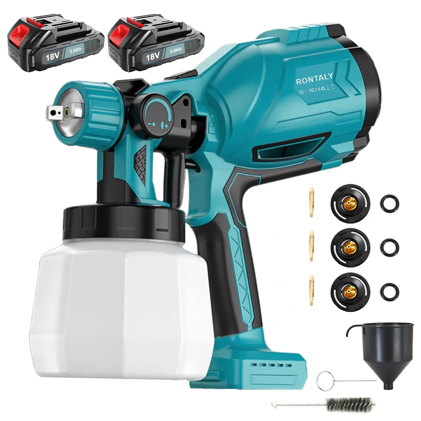 1000ML Cordless Paint Sprayer for Makita battery, Brushless Paint Gun with 1000ml High Capacity & 4 Nozzles, HVLP High Pressure Paint Gun for Furniture Cabinets Fence Wall Door Chairs