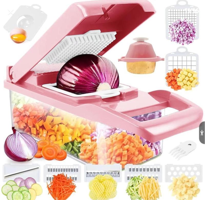 Product Introduction of Malticolor Multi-functional Manual Vegetable Cutter, 1 Set Household Bandle Kitchen Accessories 13 in 1 Vegetable Chopper, Kitchen Mandoline, Vegetable Cutter, Slicer Fruits Dicer, Veggie chopper, Kitchen Gadgets, Useful Kitchen Utensils. 9