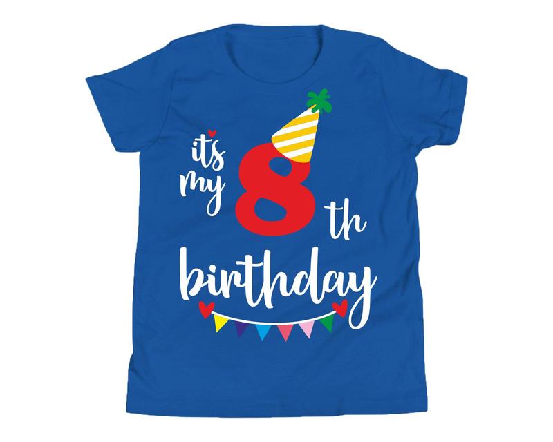8th Birthday Gift T-Shirt 8 Years Old Birthday Party Boys Girls Kids Cotton Tee 5