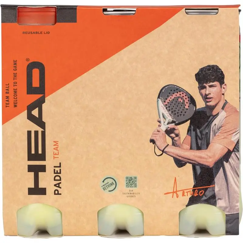 Tripack of 3 Tubes of 3 Yellow Padel Balls with Pressurized Rubber Nucleus
