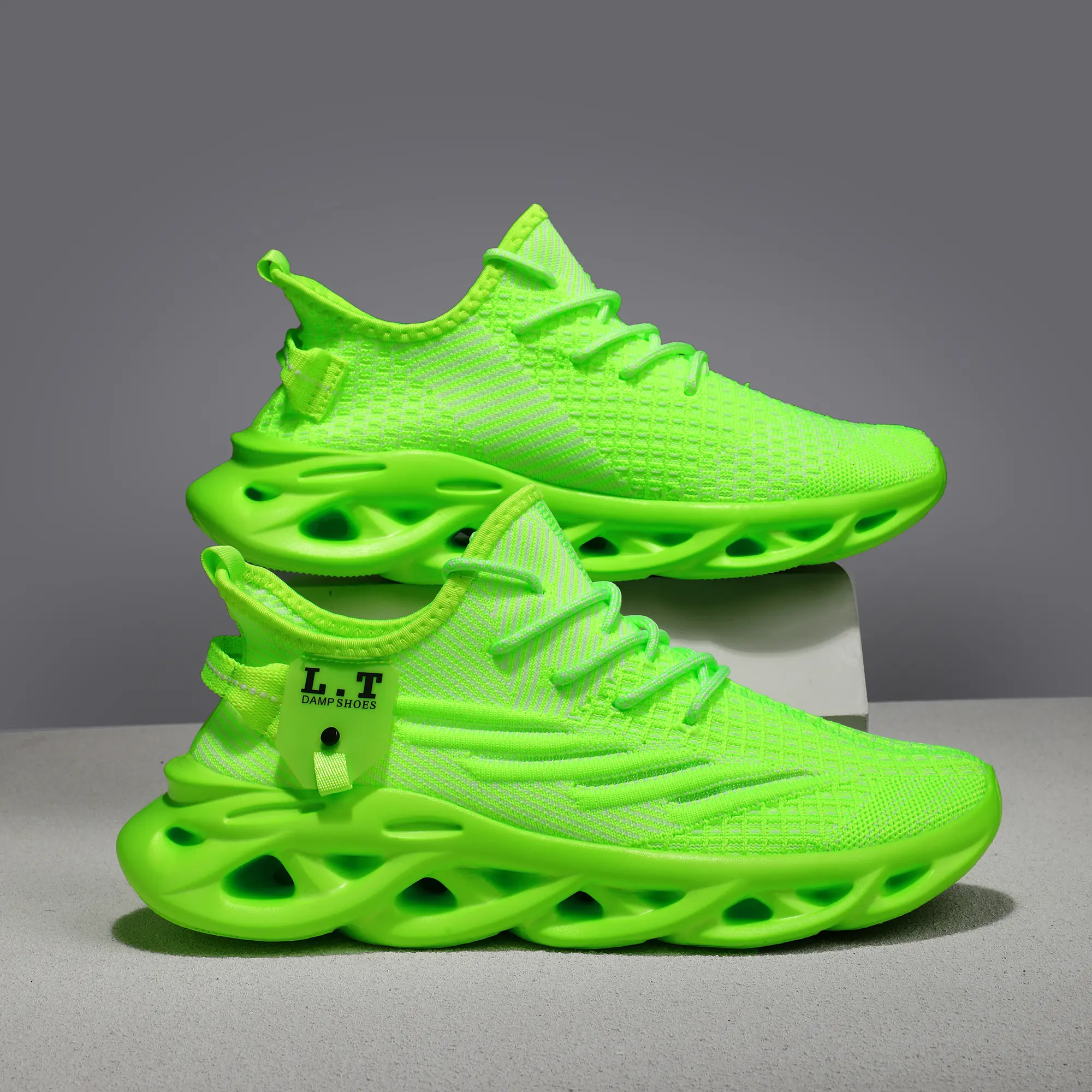 Men's Color-block Lace-up Trainers, Ultra-light Sports Running Shoes for All Seasons - Athletic, Boy Sneaker Lightweight Casual Footwear