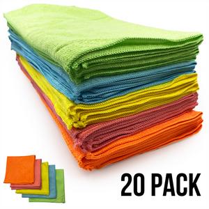 20 Pack of Large Microfibre Cloths Mixed Colours - Pack of 20 Microfiber Cloths