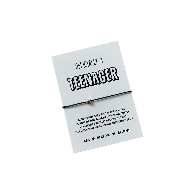 Teenager wish string bracelet Teenager gift 13th birthday gift Present for turning 13 Gift for becoming a teenager Teenage present Teenager card Teenager bracelet 13th birthday gift 13th birthday card Officially a teenager gift 8