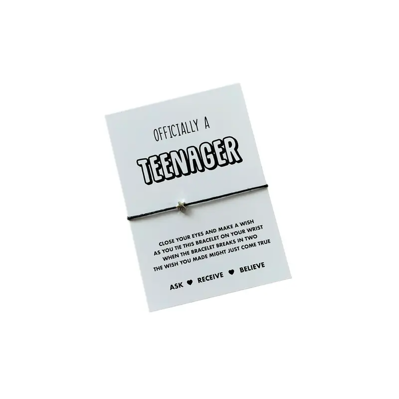 Teenager wish string bracelet Teenager gift 13th birthday gift Present for turning 13 Gift for becoming a teenager Teenage present Teenager card Teenager bracelet 13th birthday gift 13th birthday card Officially a teenager gift 7