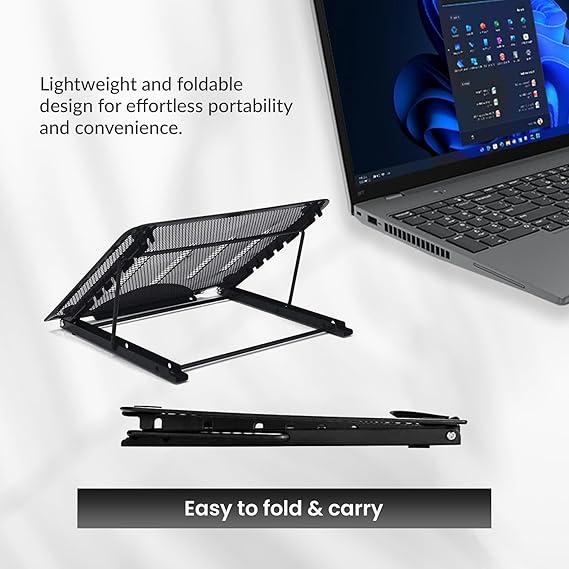 Sunny Side Adjustable Laptop Stand for Desk, Ergonomic Foldable Laptop Riser with 6 level Adjustment, Ventilated Aluminium Computer Stand with MacBook Pro/Air All Surface (10-15.6'' Laptops) (Black) 6