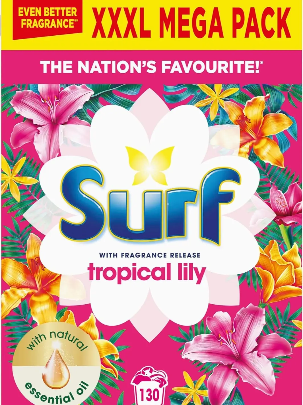 Surf Tropical Lily Laundry Powder 130 washes for fabric care for brilliantly clean laundry every time 6.5 kg