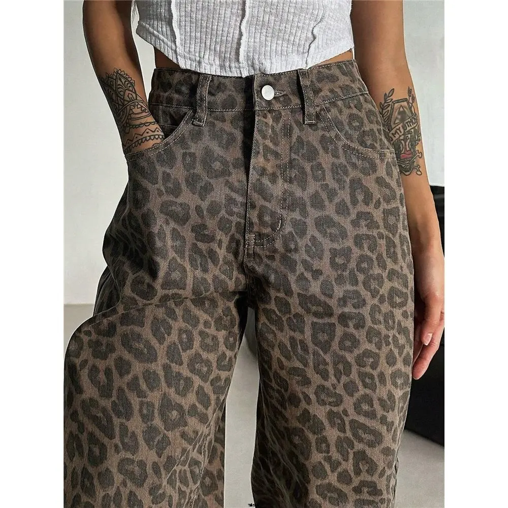Jeans Loose Leopard DAZY Women's Pocket Casual Versatile