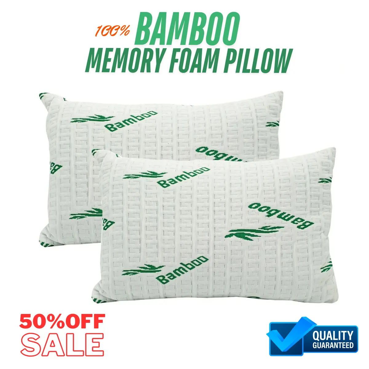 Premium Bamboo Memory Foam Pillow - The Ultimate Solution for Head and Neck Support- This expertly designed pillow combines the luxurious comfort of shredded memory foam with the natural benefits of bamboo fabric, ensuring a restful night's sleep 2 pack