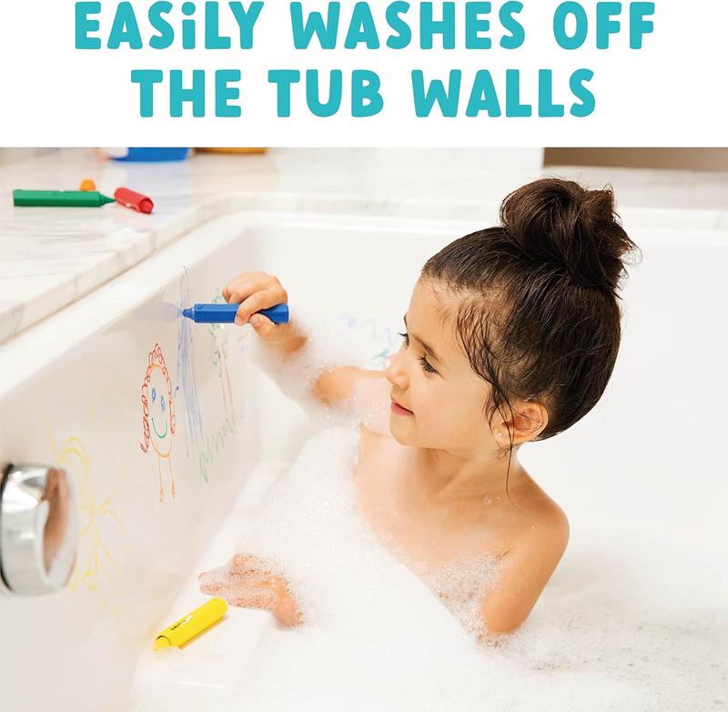 Bath Crayons | Colourful Bath Toy Mess-Free Shower Toys | Draws on Tiles & Porcelain | Washable Baby Bath Toy - Set of 5 Crayons 1