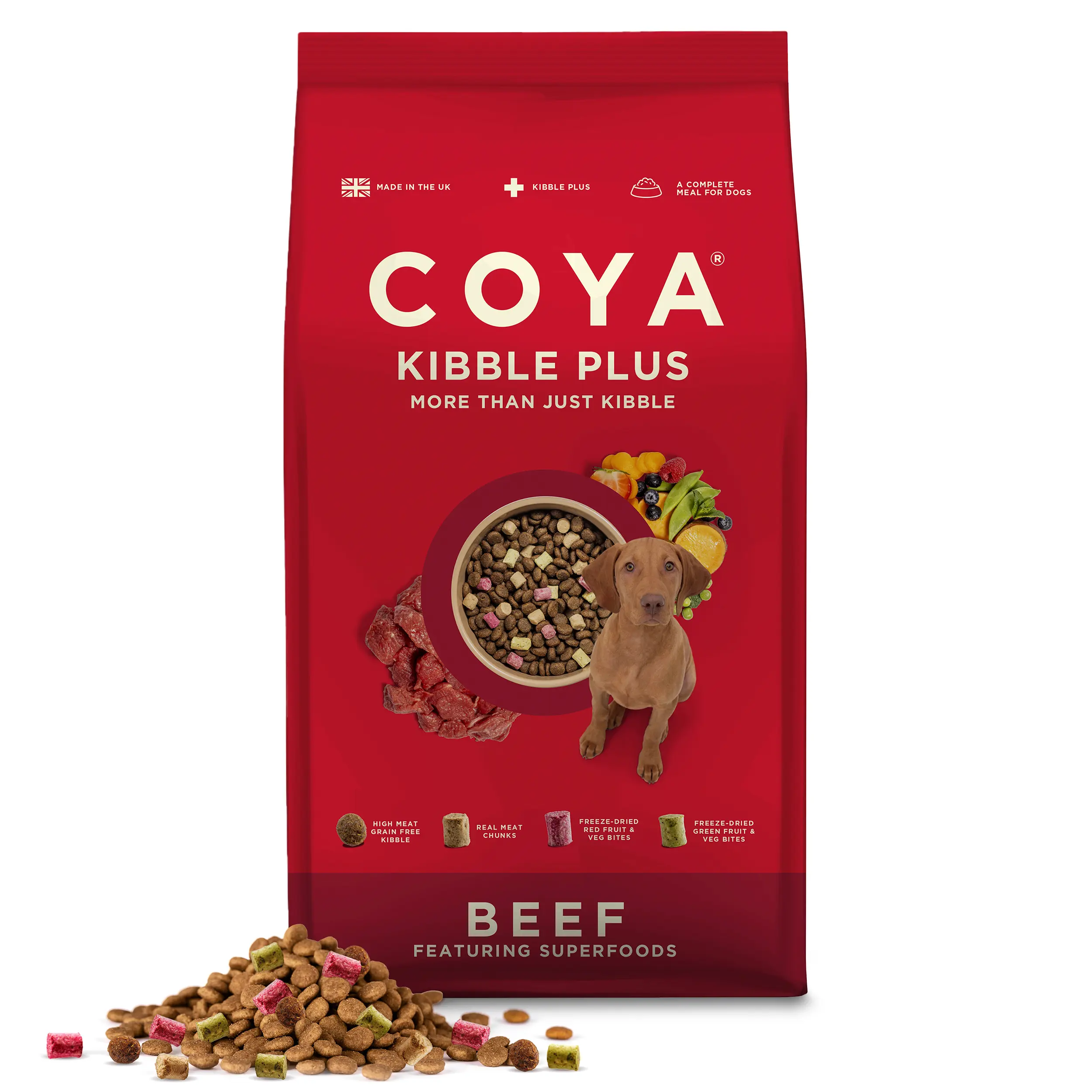 COYA Kibble Plus Beef Complete Dry Dog Food With Boosting Kibble (Beef, 1.5kg) Unique Blend Of Dog Kibble & Freeze-Dried Raw Beef, High Protein Dry Dog Food, More Than Just Kibble