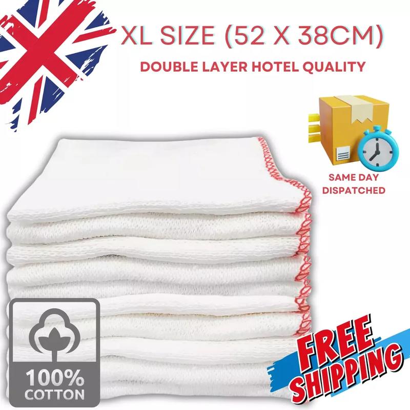 100% Cotton Large Dish Cloth Cleaning Dishes & Surfaces Absorbent Reuseable 10X Household Thick 4