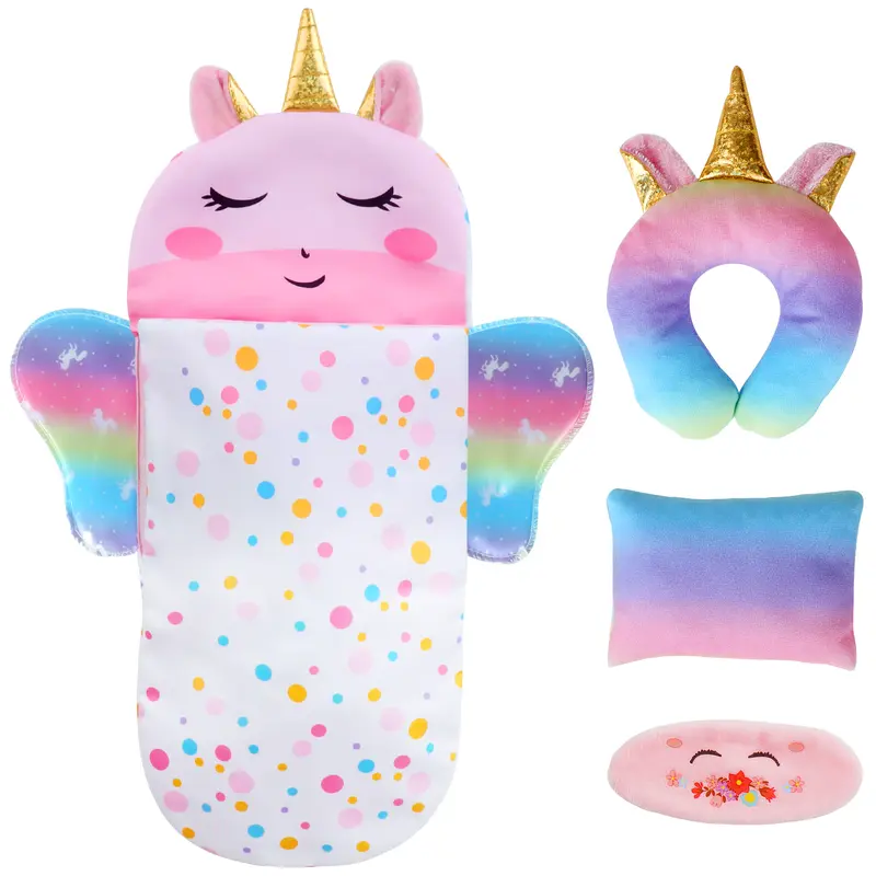 deAO Baby Doll Accessories Doll Pretend Toys Includes a Comfortable Sleeping Bag, a Soft Pillow,Aan Eye Mask And a U-shaped Pllow. (Doll not included) Suitable for 3 4 5 Years Old Children Gift 7