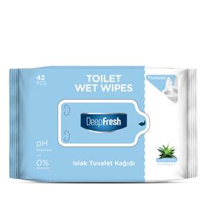 Deep Fresh 42Pcs x 48 Packs = 2.016 Toilet Wet Wipes, FLUSHABLE, ALOE VERA EXTRACT, %0 ALCOHOL, PH BALANCED flushable bathroom