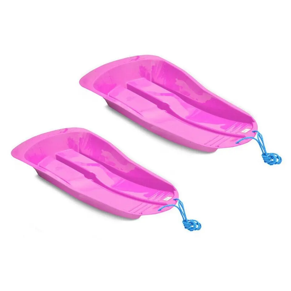 2 X Delta Heavy Duty Snow Sledges Toboggan Sledge Sleigh Blue Wicked Pink Red