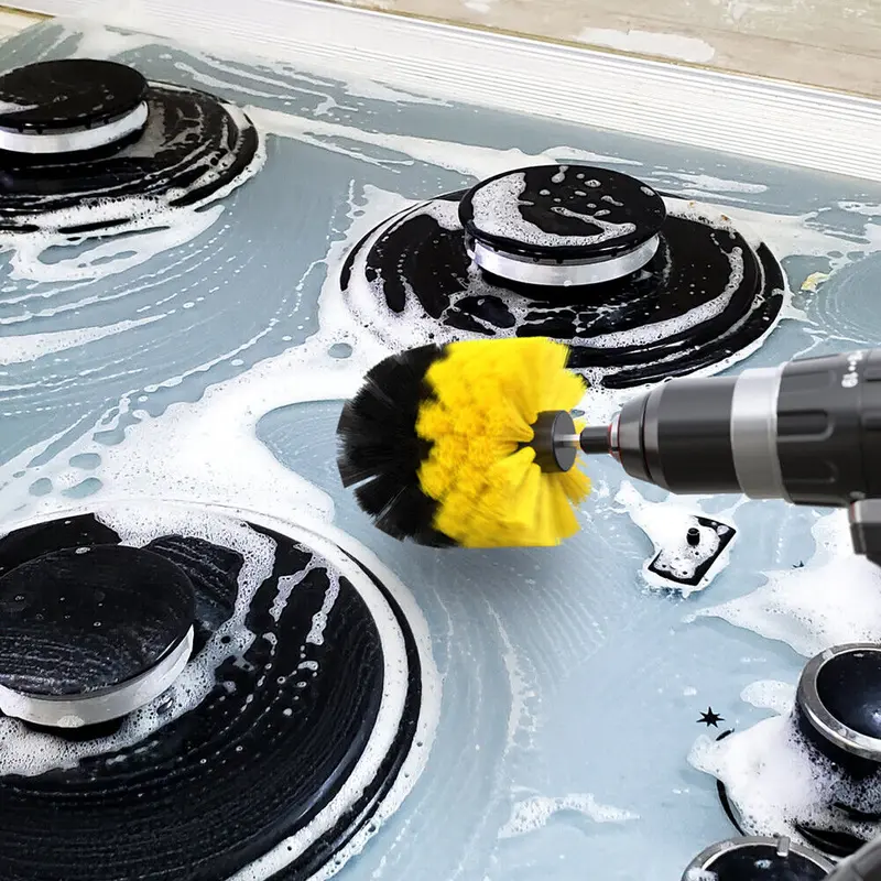 3Pcs DRILL ATTACHMENT CLEANING BRUSH SET POWER SCRUB HOME CAR TILE BATHROOM UK 6