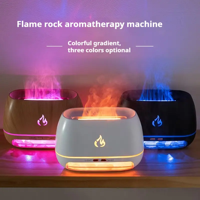 [UK Seller]flame humidifier diffuser 2 in 1 Ultrasonic Essential Oil Diffuser, Aromatherapy Diffuser Cool Mist Humidifier with 7 Colour Changes 2-speed Adjustment, humidifier umbrella, with Himalayan Pink Salt Rock, bonfire humidifier.