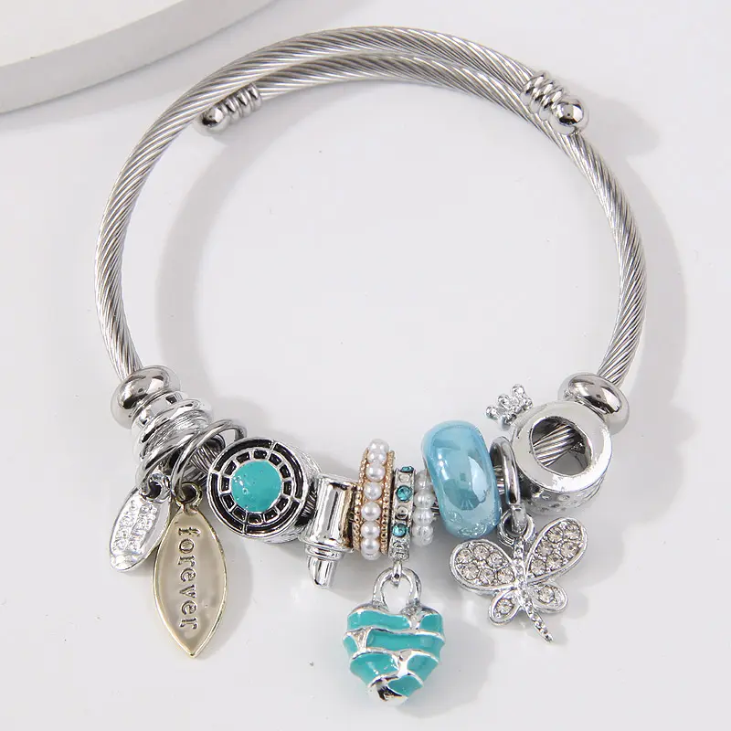 Gift Message  Charm Bracelet  with Charms -  Stainless Steel 4