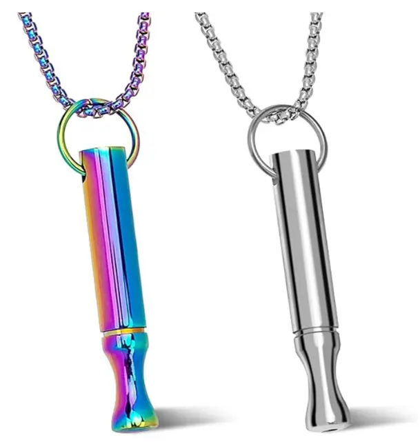 2 Pcs Breathing Necklace Anxiety Relief Whistle Necklace for Cessation, Meditation